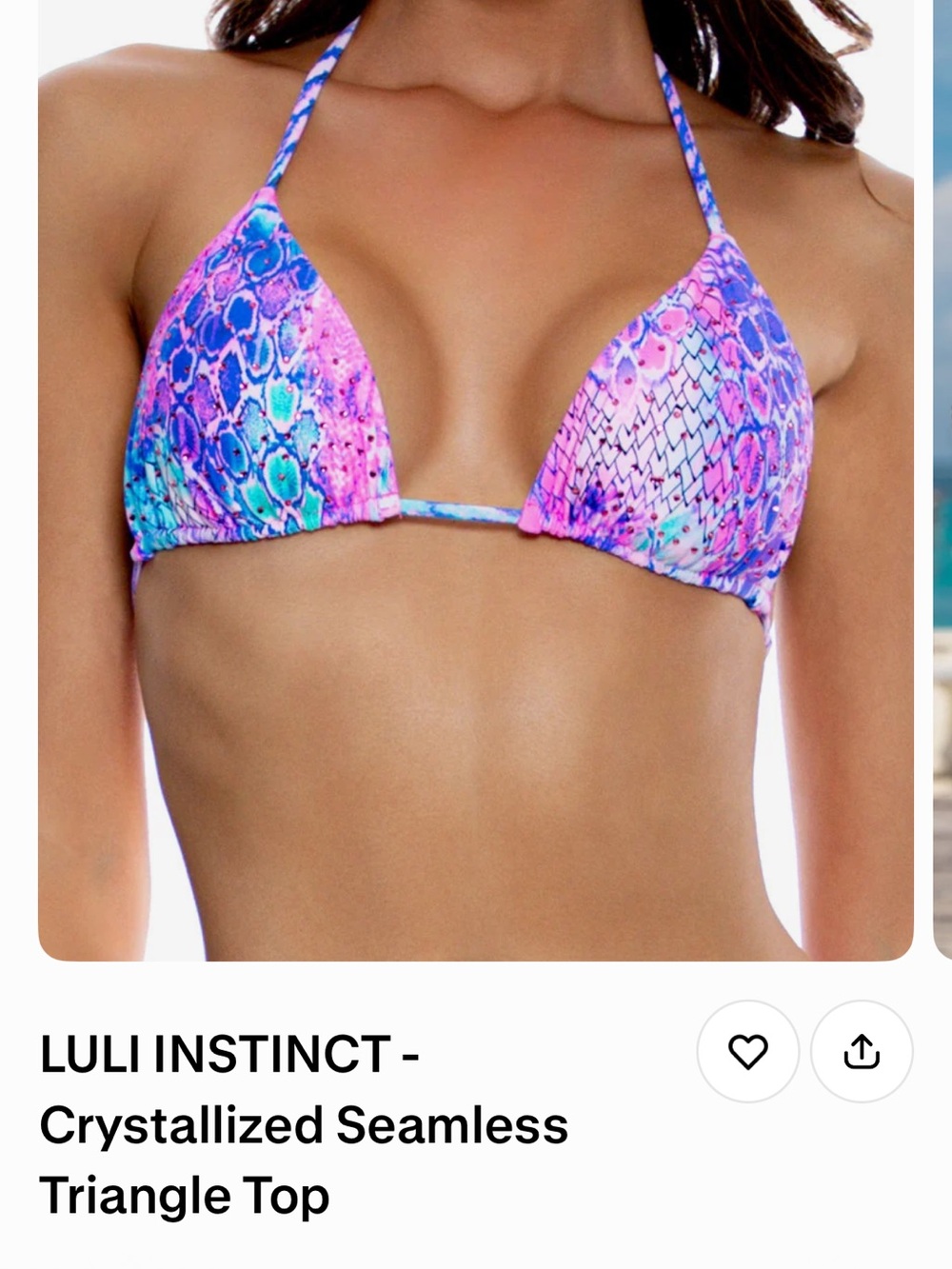 Luli Fama Crystallized Triangle Bikini Top - Pink & Blue